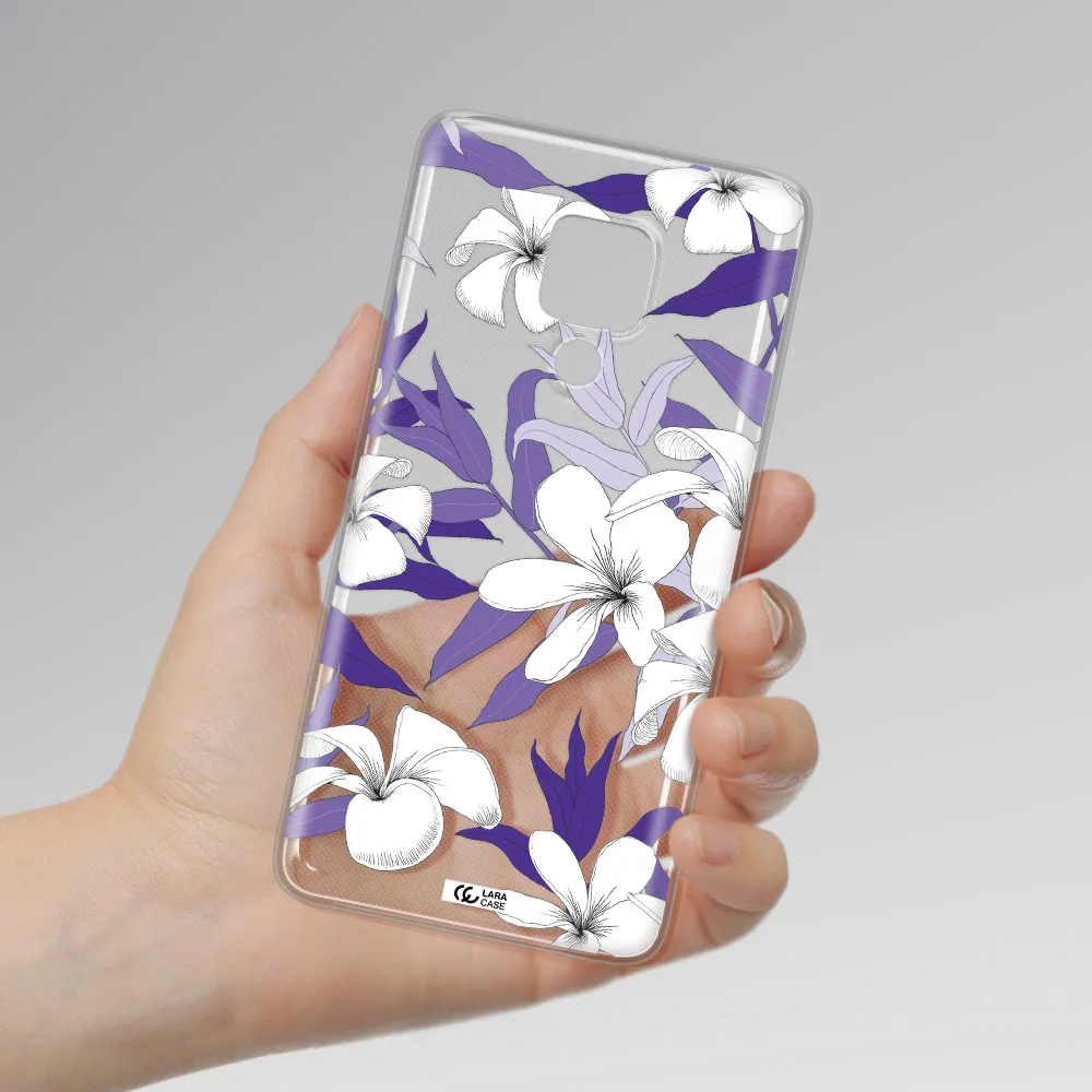Purple Flower Huawei Mate 20X Clear TPU Case