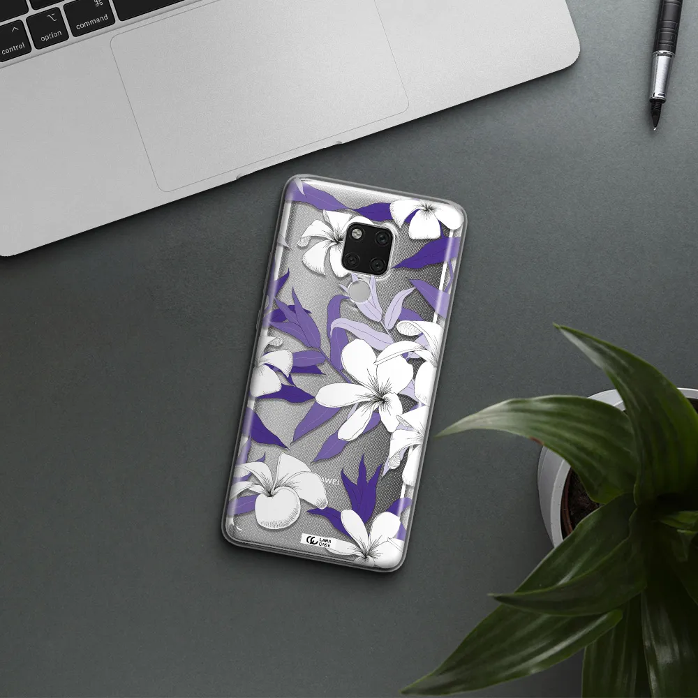 Purple Flower Huawei Mate 20X Clear TPU Case
