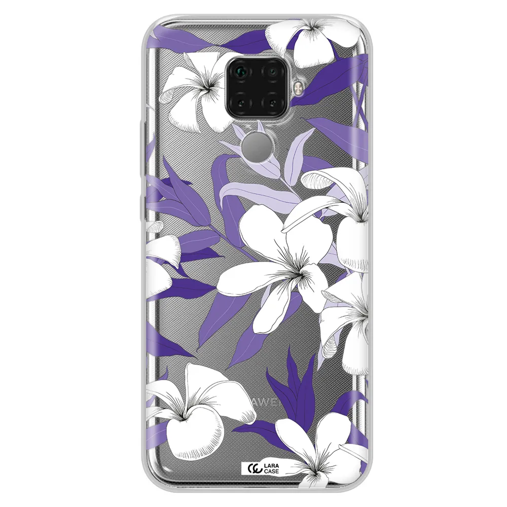 Purple Flower Huawei Mate 30 Lite Clear TPU Case