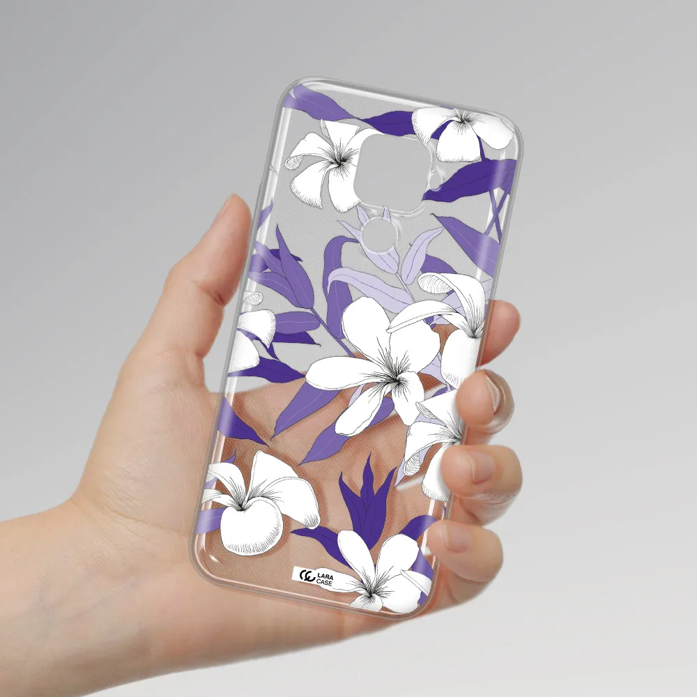 Purple Flower Huawei Mate 30 Lite Clear TPU Case