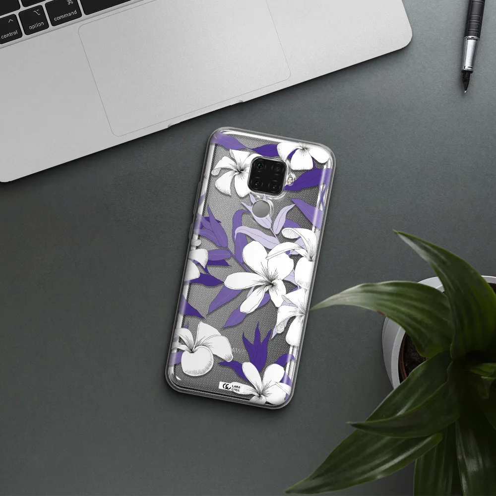 Purple Flower Huawei Mate 30 Lite Clear TPU Case