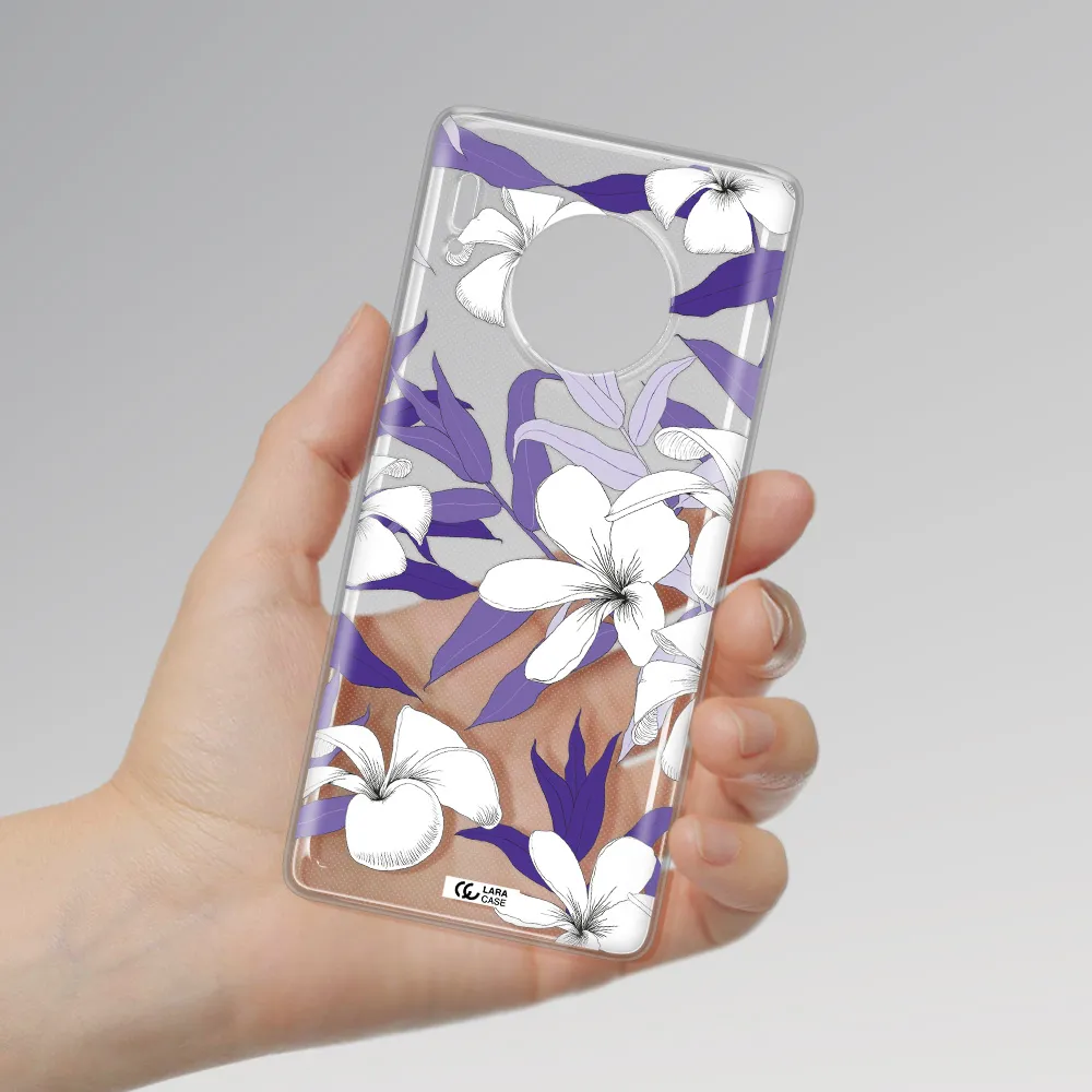 Purple Flower Huawei Mate 30 Pro Clear TPU Case