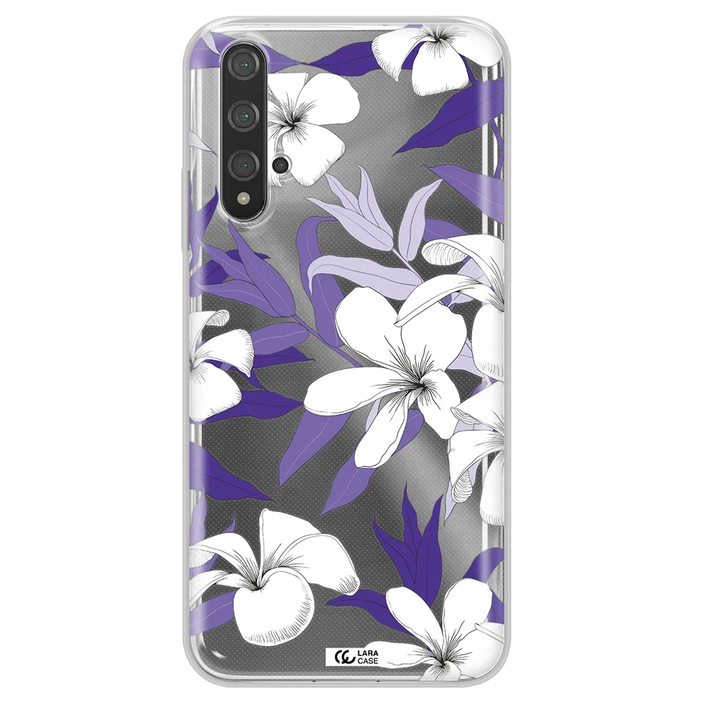 Purple Flower Huawei Nova 5t Clear TPU Case