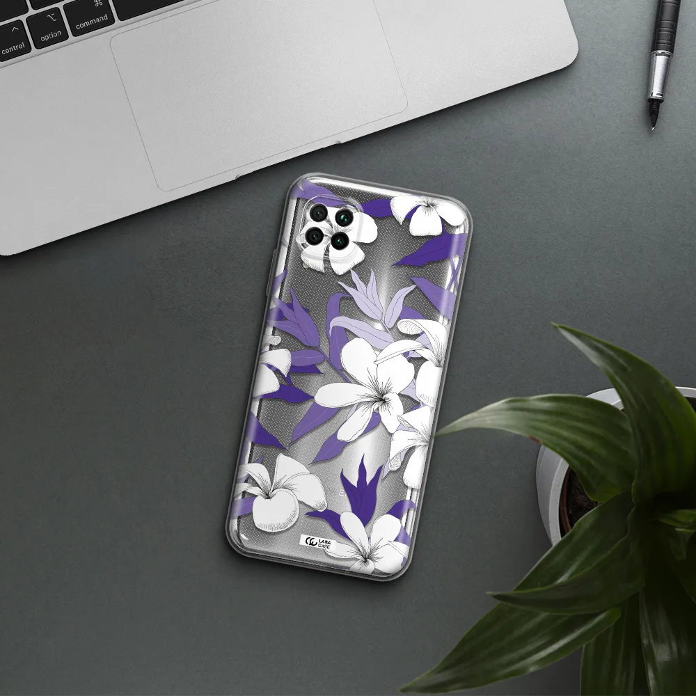 Purple Flower Huawei Nova 7I Clear Tpu Case