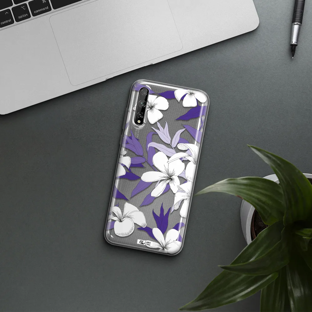 Purple Flower Huawei P Smart S Clear TPU Case