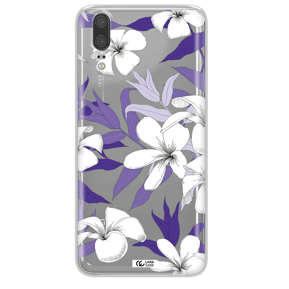 Purple Flower Huawei P20 Clear TPU Case