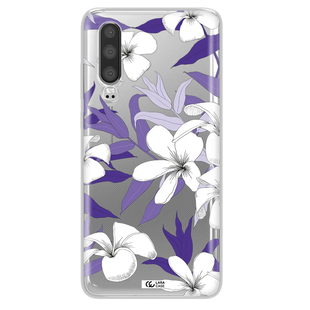 Purple Flower Huawei P30 Clear TPU Case