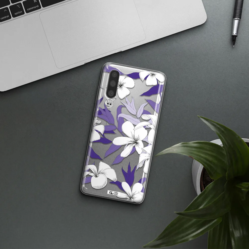 Purple Flower Huawei P30 Clear TPU Case