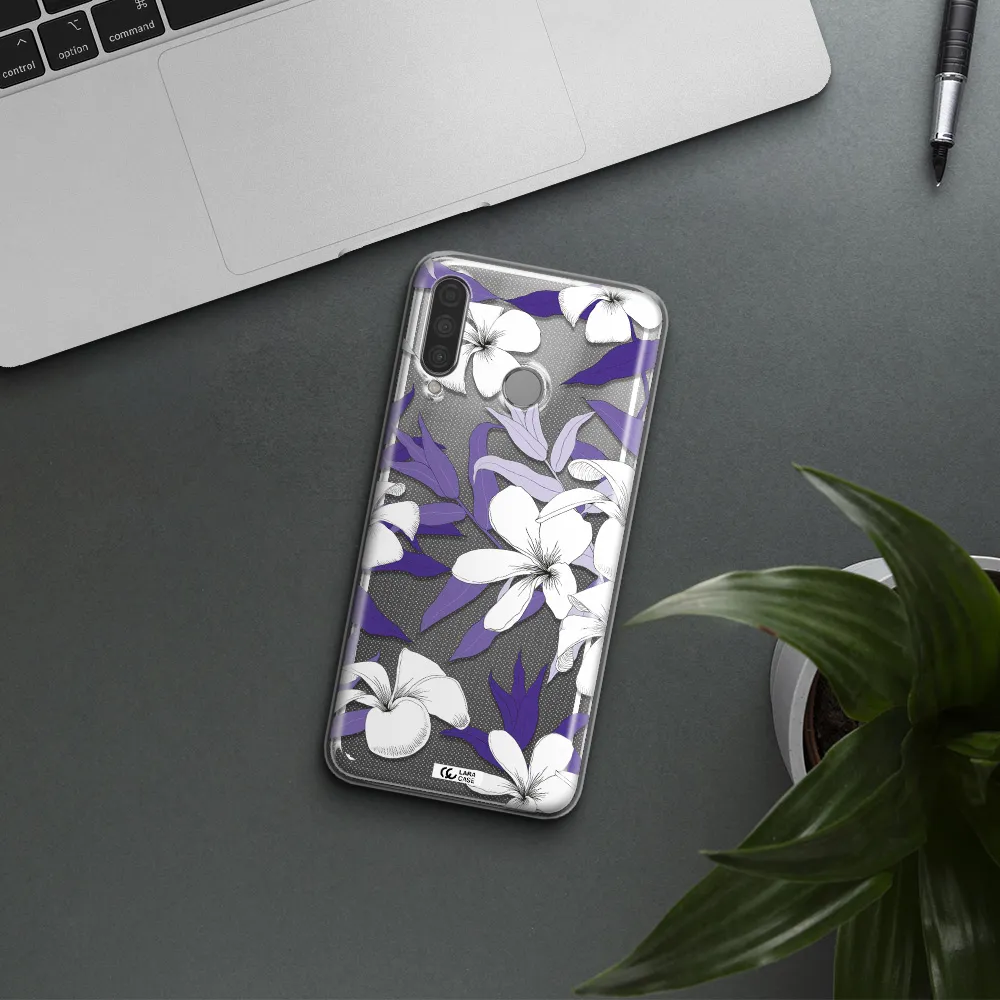 Purple Flower Huawei P30 Lite Clear TPU Case