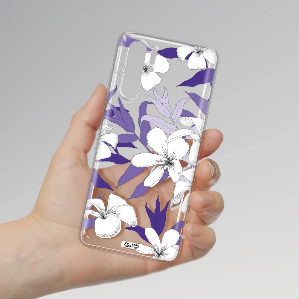 Purple Flower Huawei P30 Pro Clear TPU Case