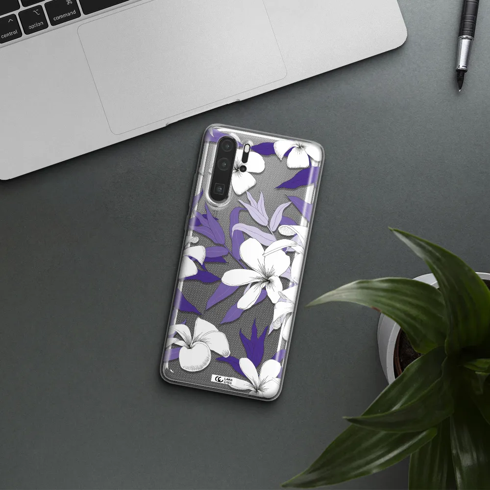 Purple Flower Huawei P30 Pro Clear TPU Case