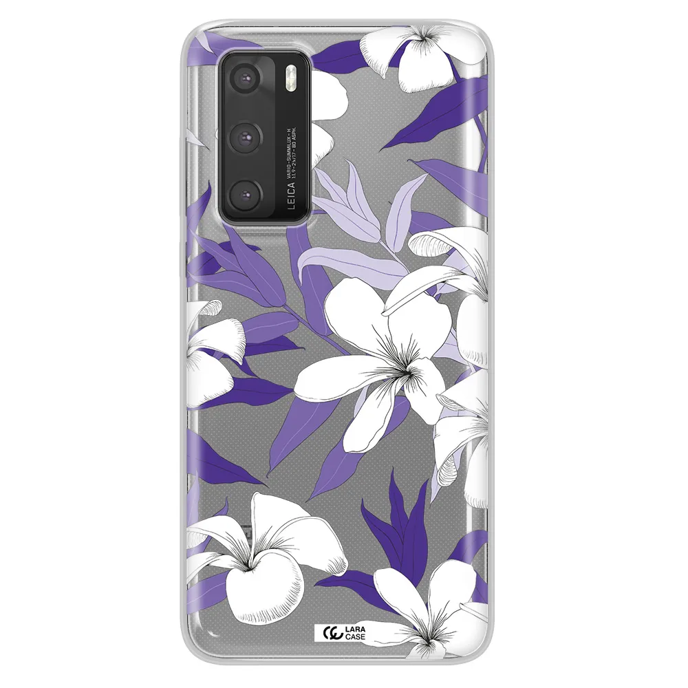 Purple Flower Huawei P40 Clear TPU Case