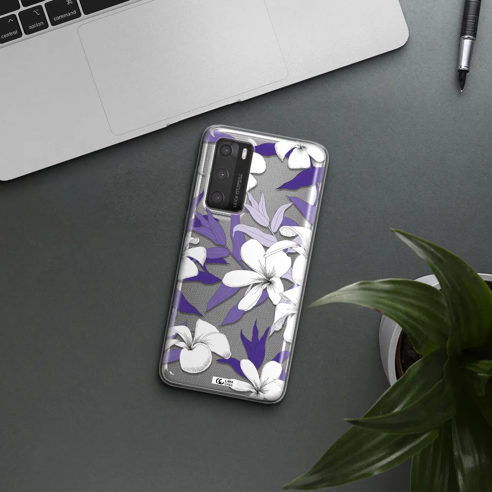 Purple Flower Huawei P40 Clear TPU Case