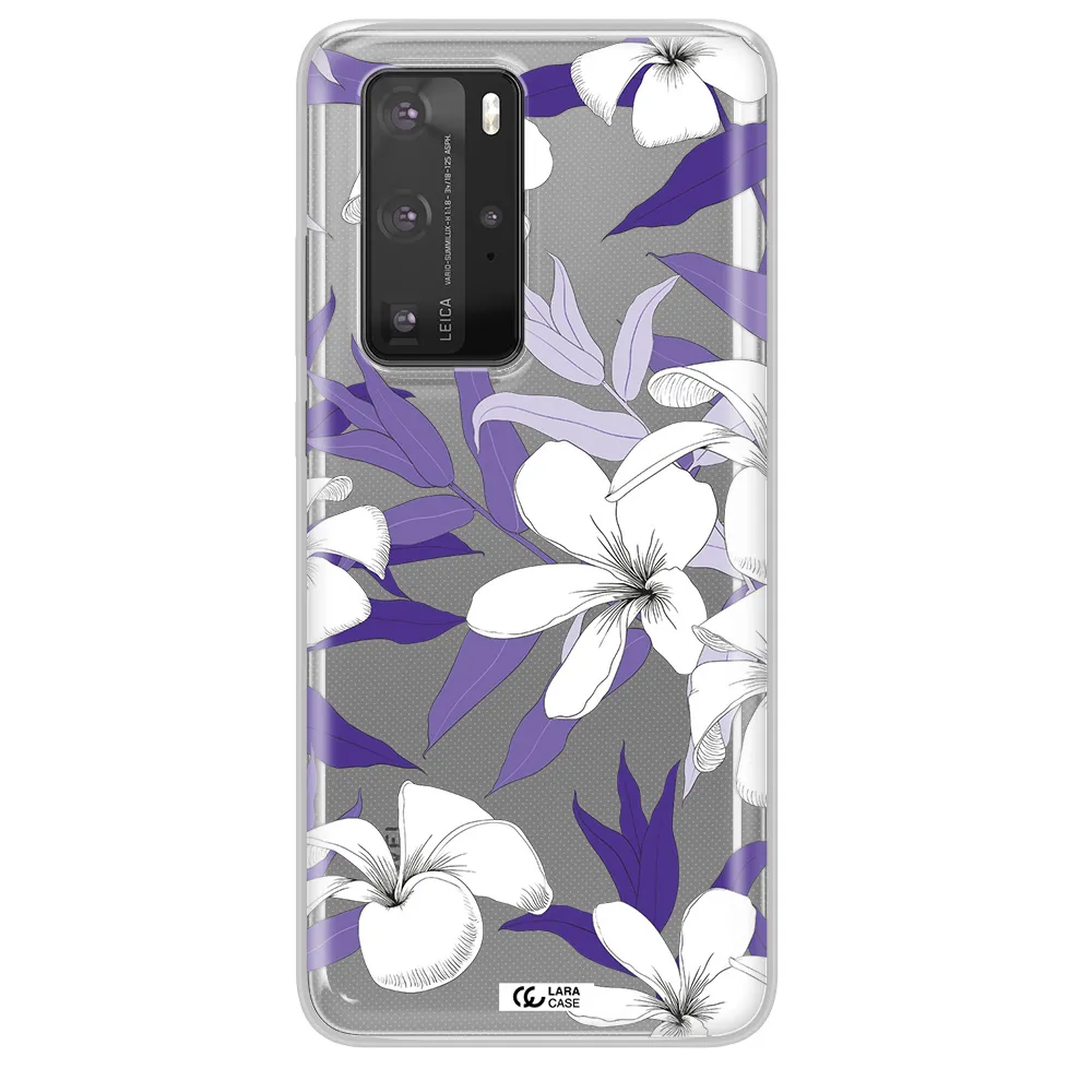 Purple Flower Huawei P40 Pro Clear TPU Case