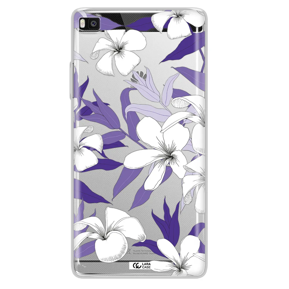 Purple Flower Huawei P8 Clear TPU Case