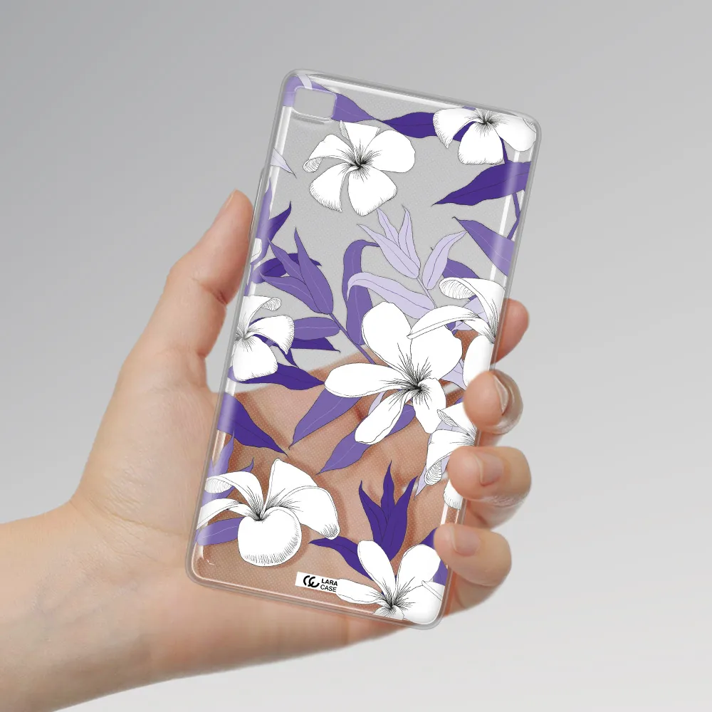 Purple Flower Huawei P8 Clear TPU Case
