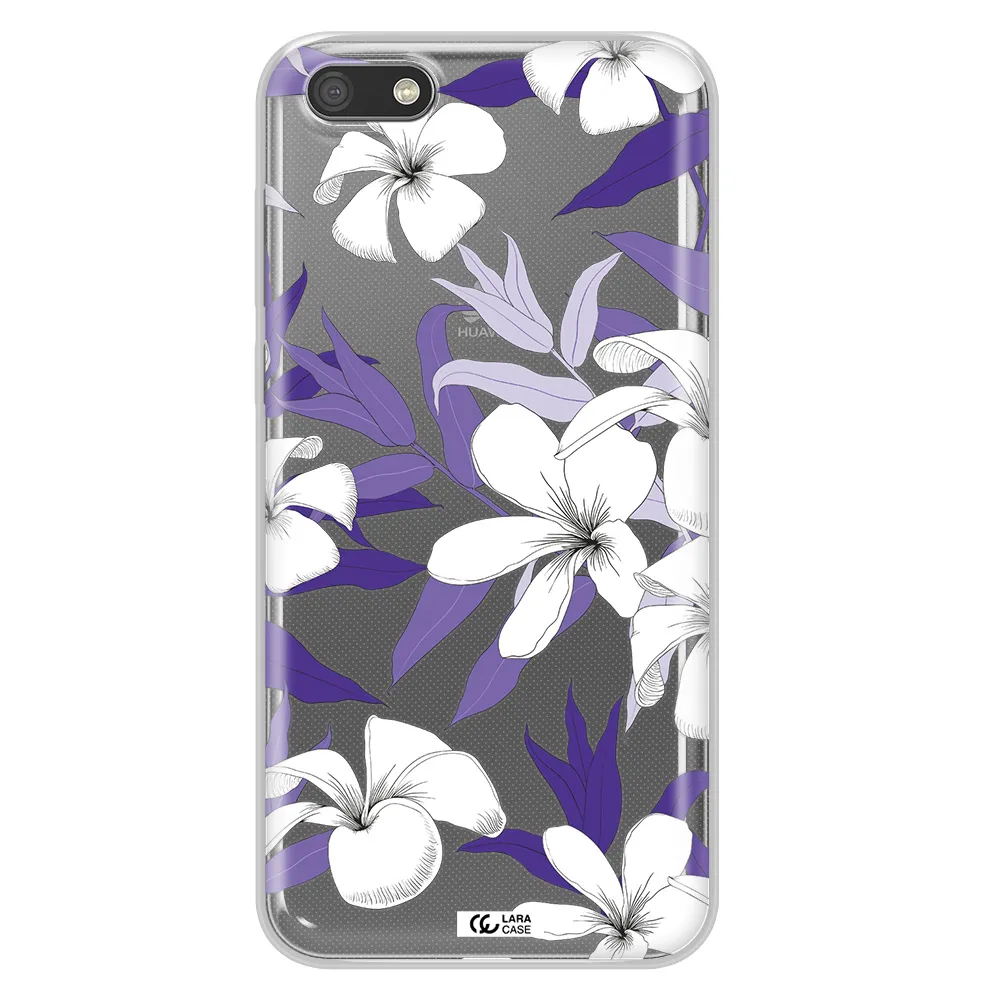 Purple Flower Huawei Y5 2018 Clear TPU Case