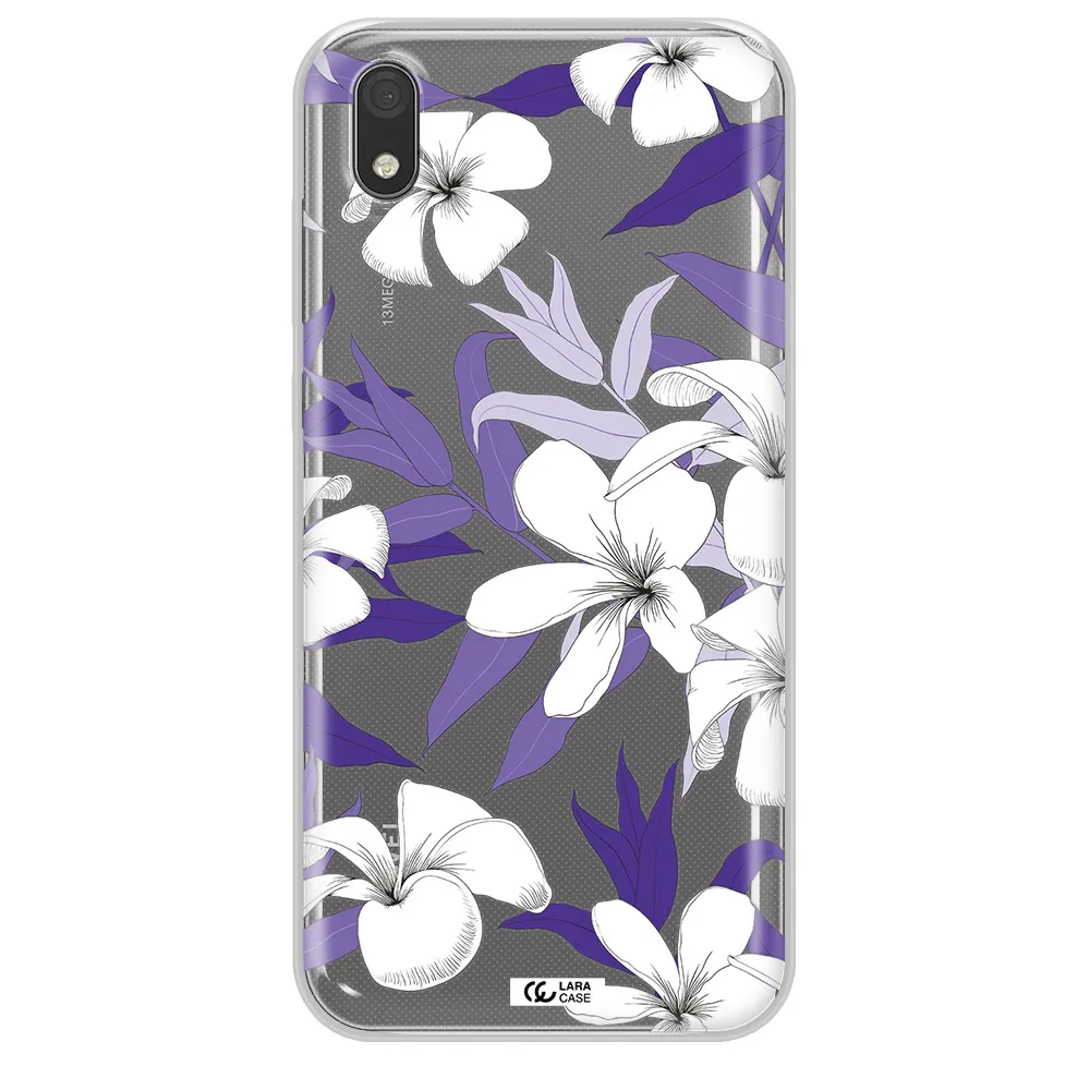 Purple Flower Huawei Y5 2019 Clear TPU Case
