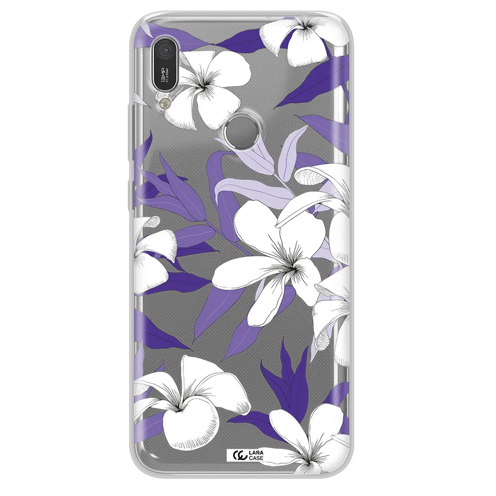 Purple Flower Huawei Y6 2019 Clear TPU Case