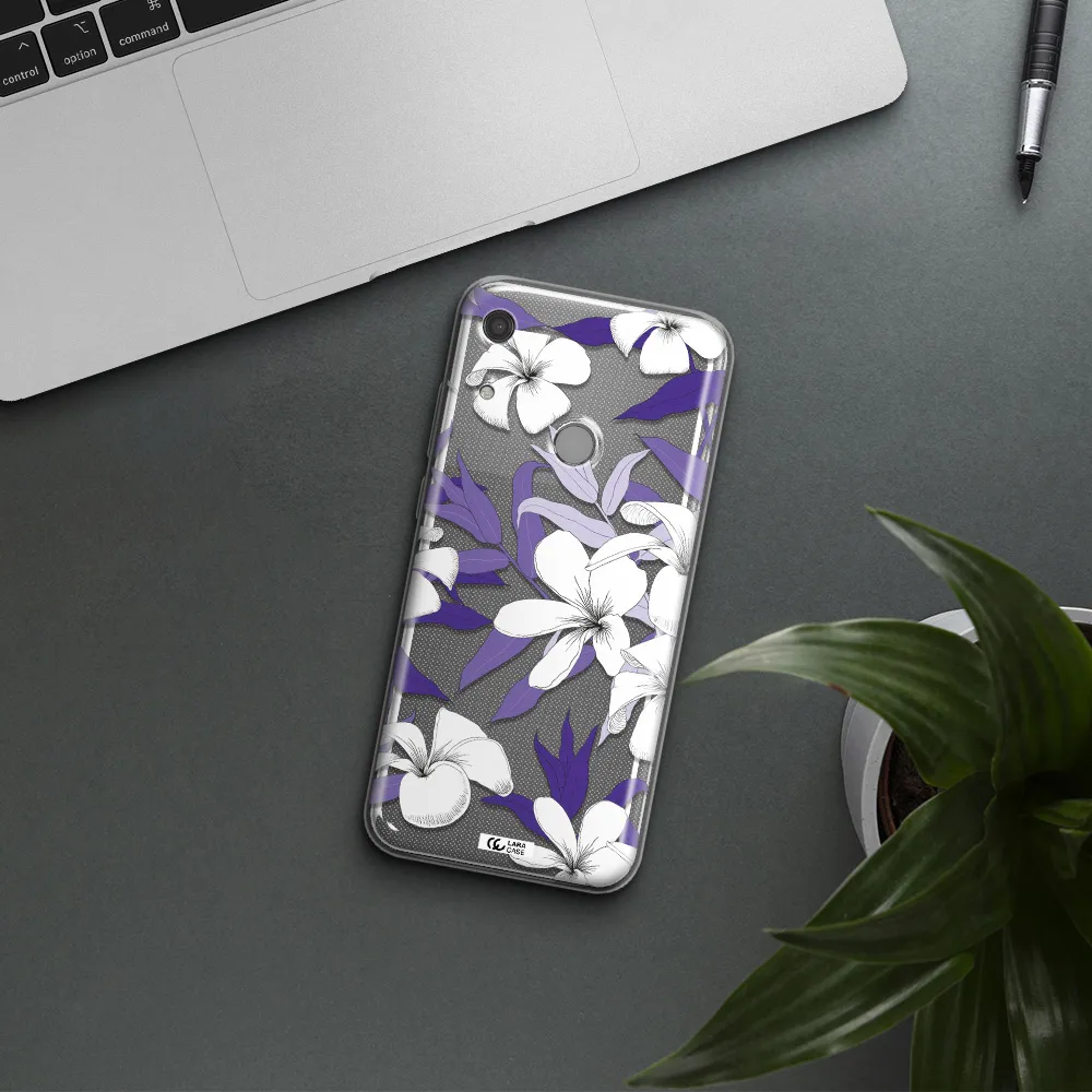 Purple Flower Huawei Y6S Clear TPU Case