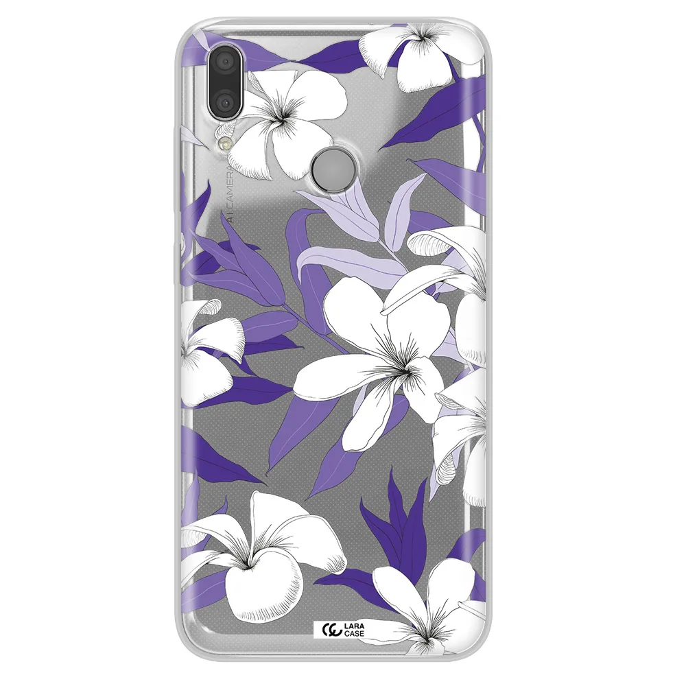 Purple Flower Huawei Y7 2019 Clear TPU Case