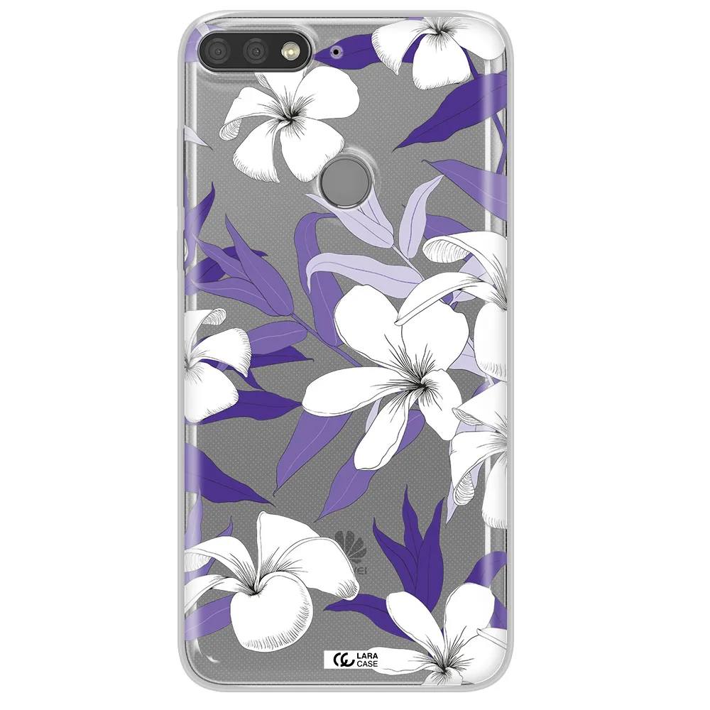 Purple Flower Huawei Y7 Prime 2018 Clear TPU Case
