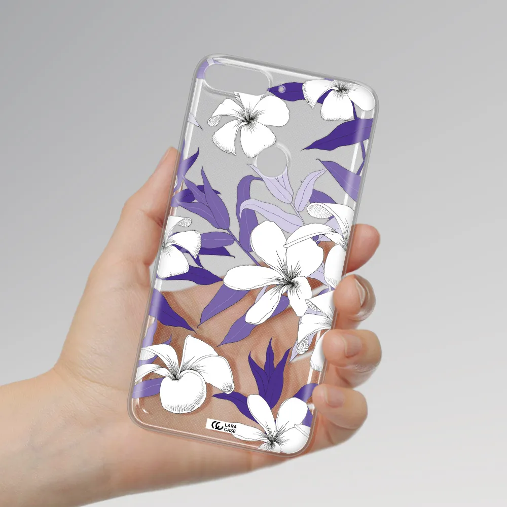 Purple Flower Huawei Y7 Prime 2018 Clear TPU Case