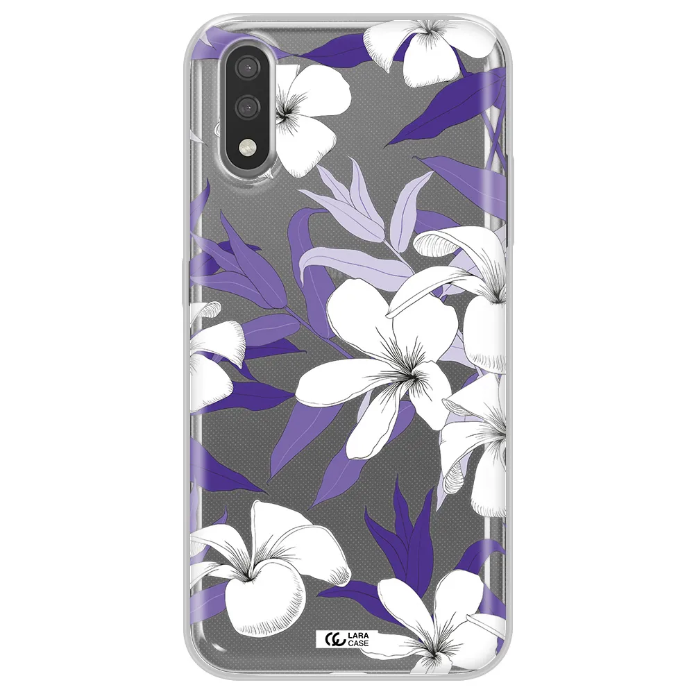 Purple Flower Samsung A01 Clear TPU Case