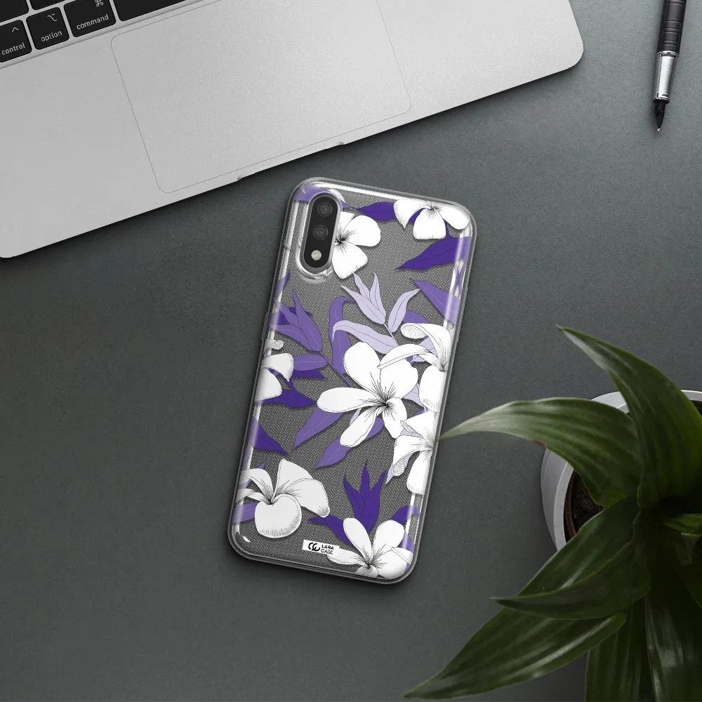 Purple Flower Samsung A01 Clear TPU Case