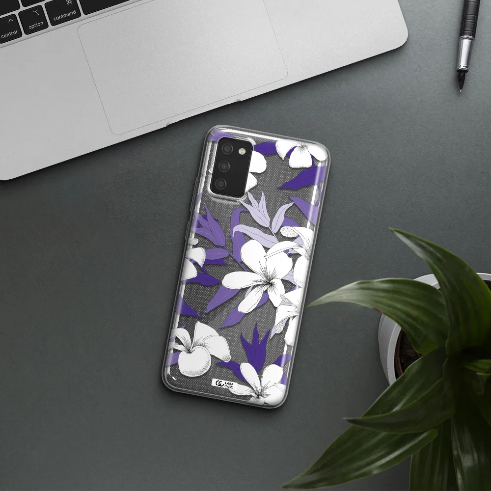 Purple Flower Samsung A02S Clear TPU Case