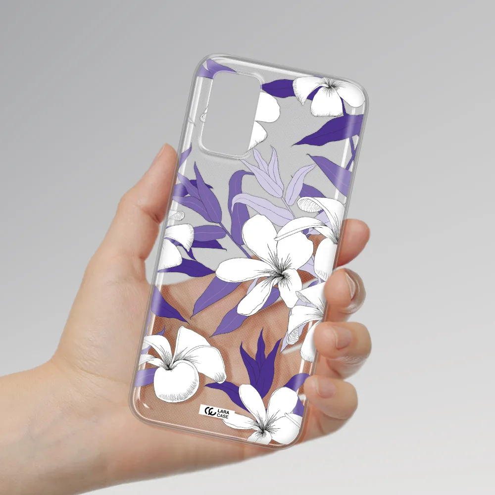 Purple Flower Samsung A03S Clear TPU Case