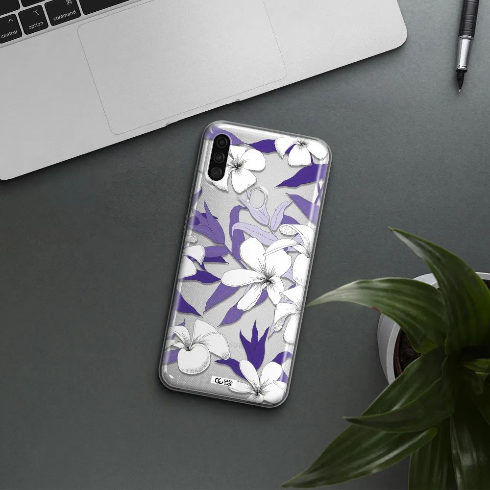 Purple Flower Samsung A11 Clear TPU Case