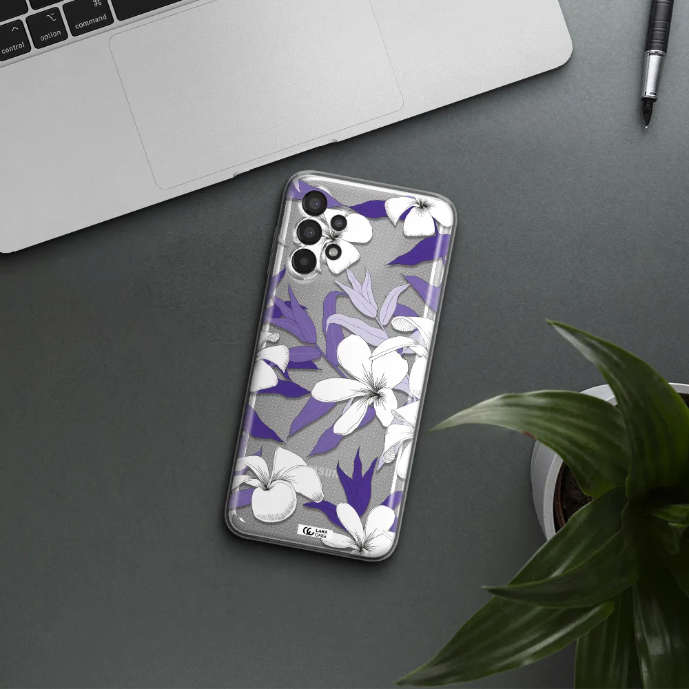Purple Flower Samsung A13 Clear TPU Case