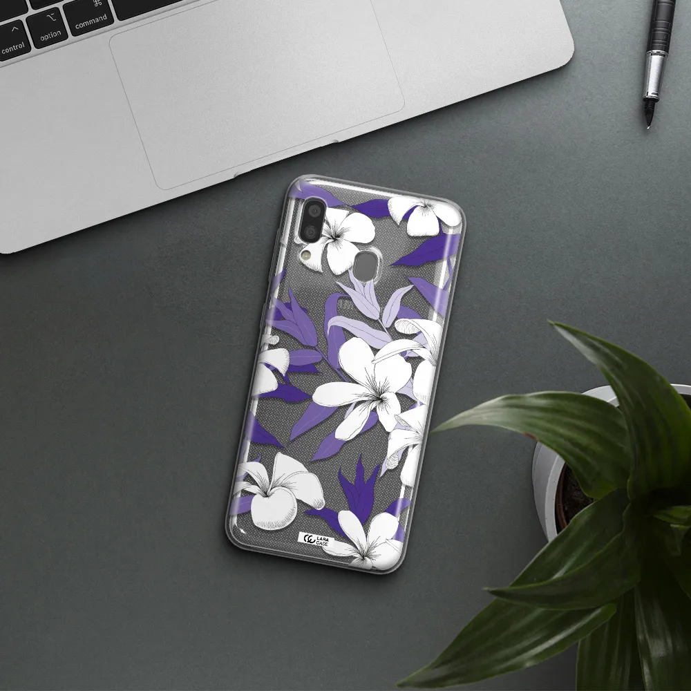 Purple Flower Samsung A20 Clear TPU Case