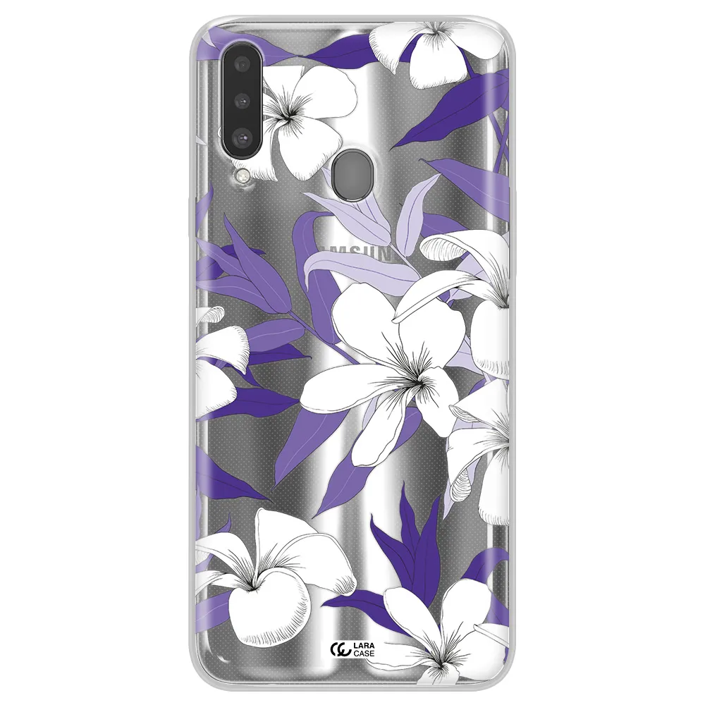 Purple Flower Samsung A20S Clear TPU Case