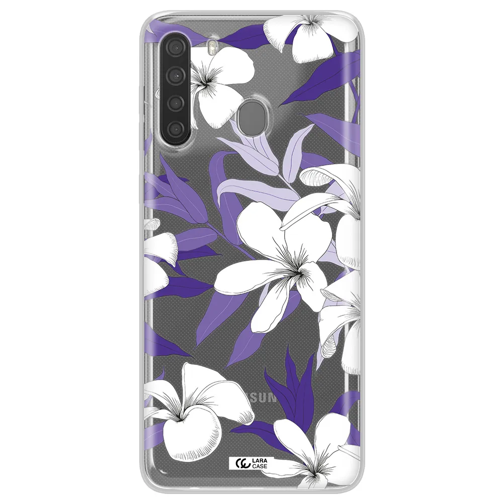Purple Flower Samsung A21 Clear TPU Case