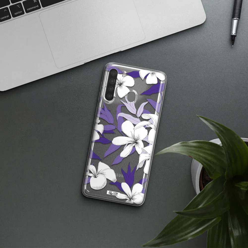 Purple Flower Samsung A21 Clear TPU Case
