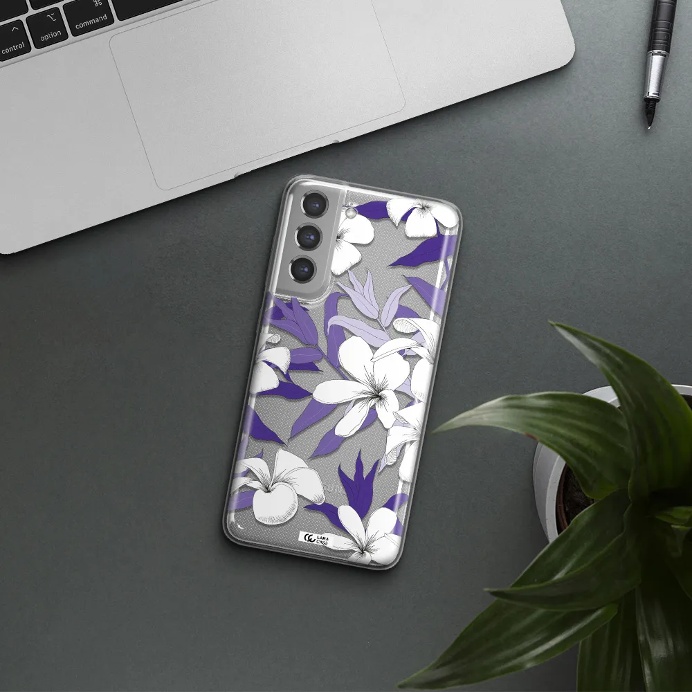 Purple Flower Samsung A21 Fe Clear TPU Case