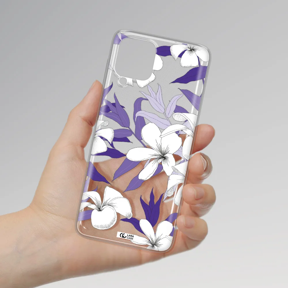 Purple Flower Samsung A22 4g Clear TPU Case