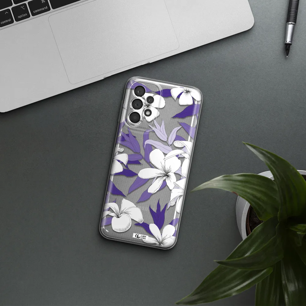Purple Flower Samsung A23 5G Clear Tpu Case