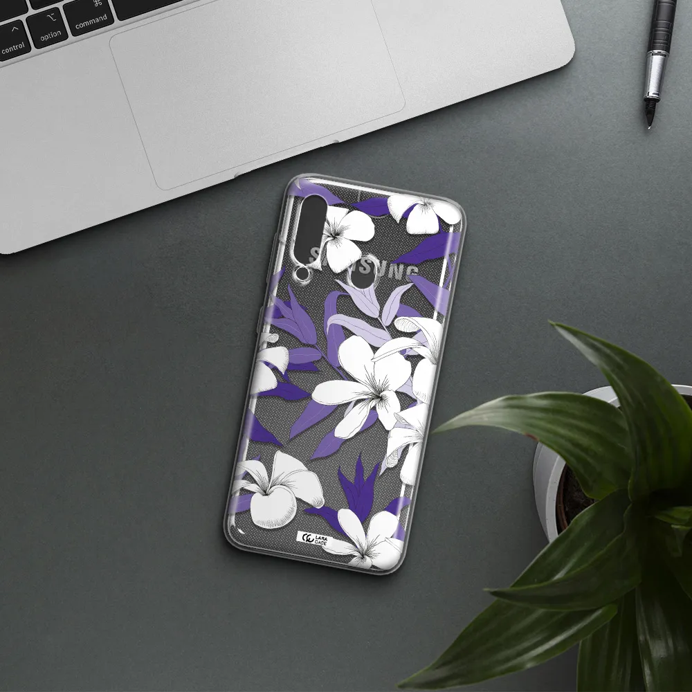 Purple Flower Samsung A60 Clear TPU Case