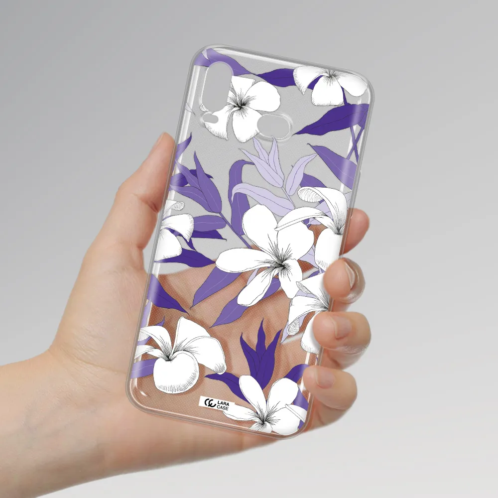 Purple Flower Samsung A6S Clear TPU Case