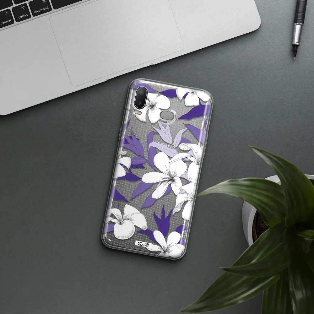 Purple Flower Samsung A6S Clear TPU Case