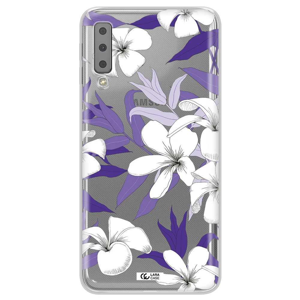 Purple Flower Samsung A7 2018 Clear TPU Case