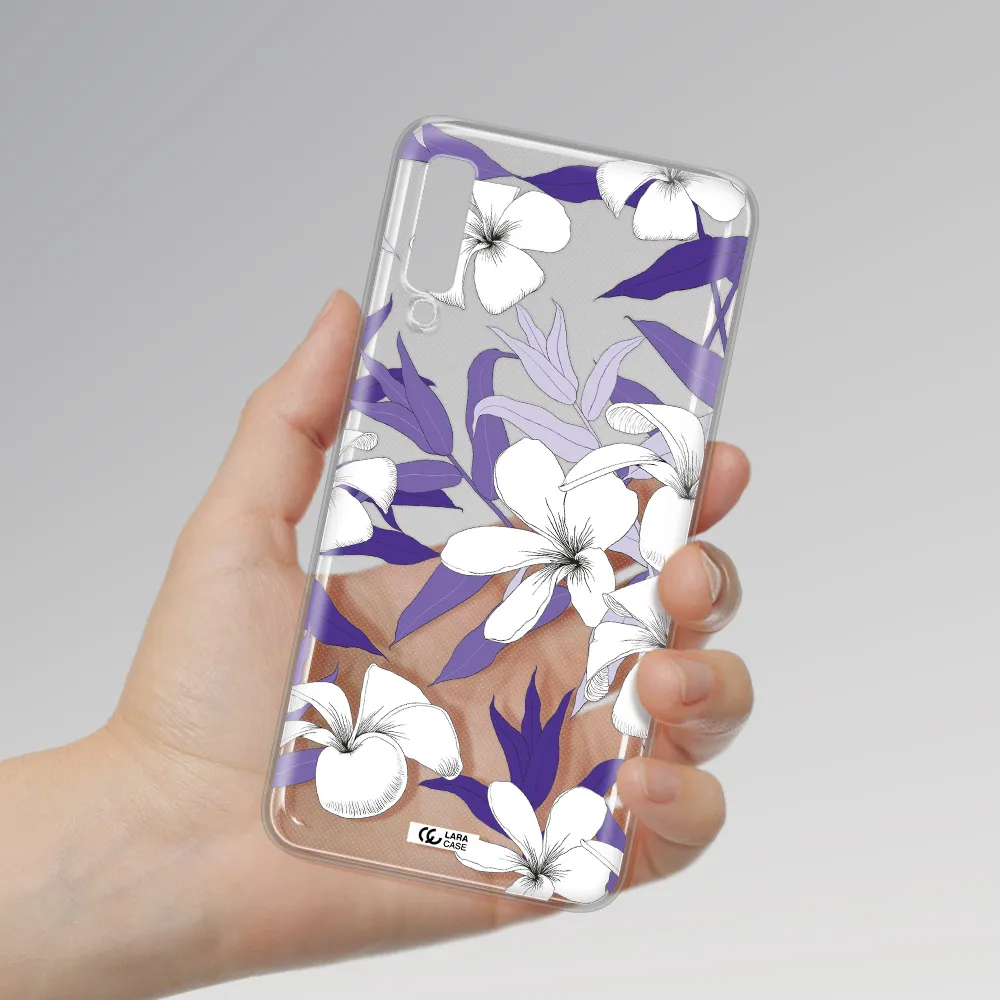 Purple Flower Samsung A7 2018 Clear TPU Case