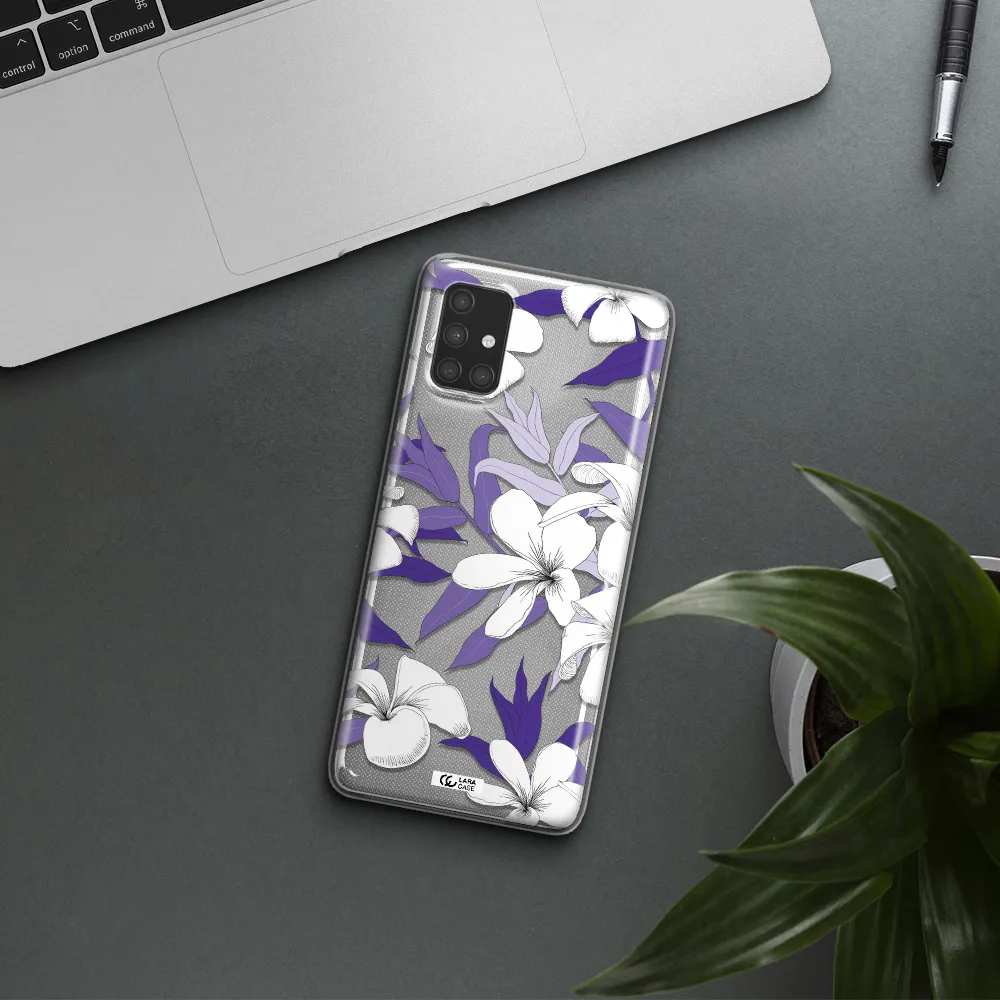 Purple Flower Samsung A71 Clear TPU Case