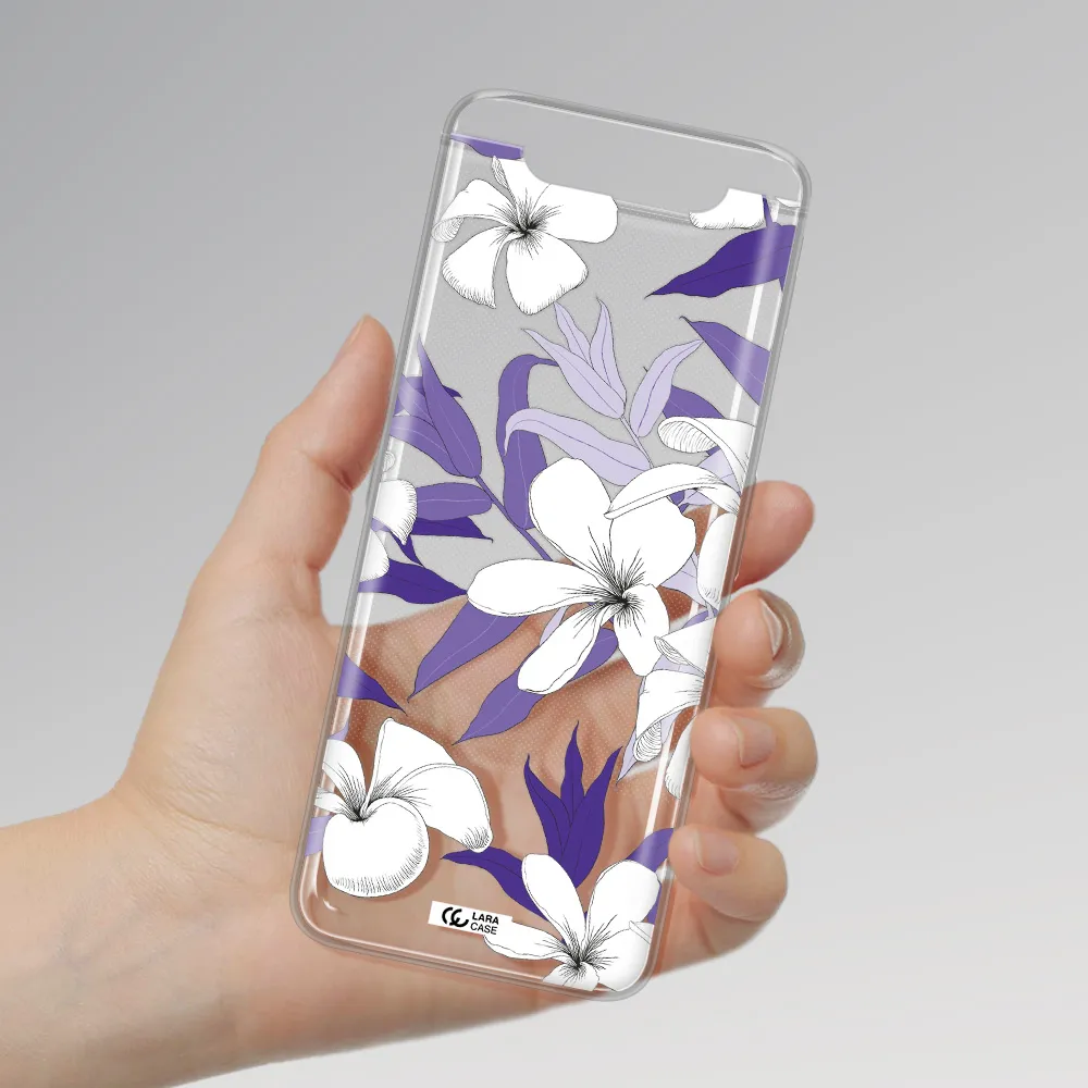 Purple Flower Samsung A80 Clear TPU Case