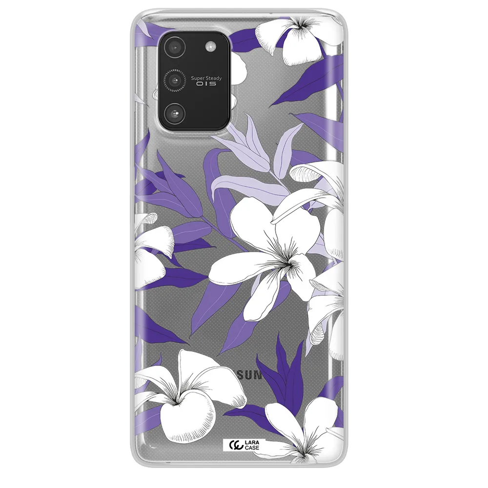 Purple Flower Samsung A91 Clear TPU Case