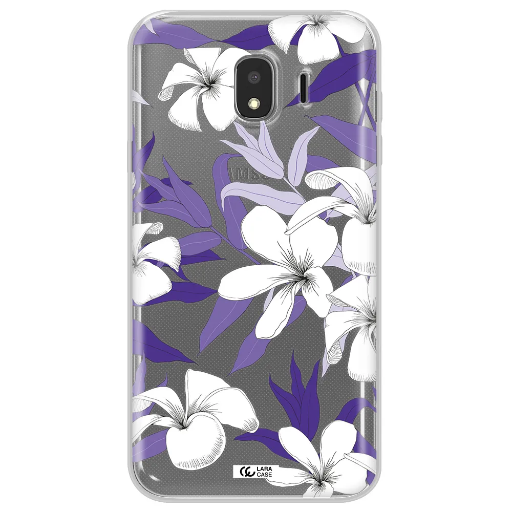 Purple Flower Samsung J4 Clear TPU Case