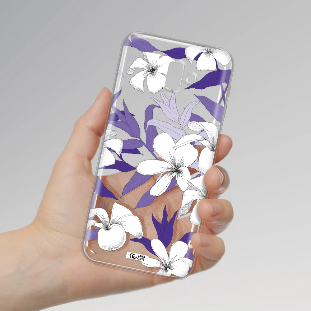 Purple Flower Samsung J6 Plus Clear TPU Case